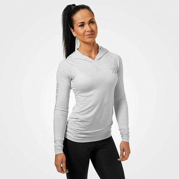 Better Bodies Performance L/S Hood - White Melange Detail 1