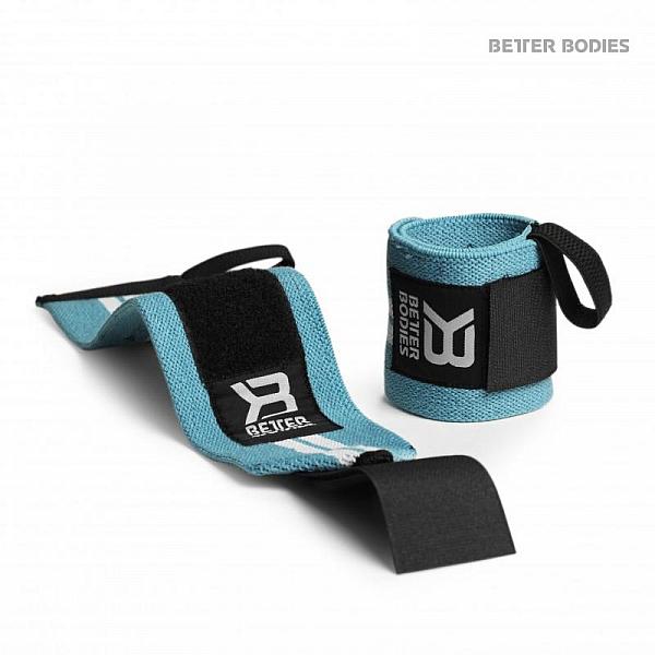 Better Bodies Womens Wrist Wraps - Aqua/white Detail 1