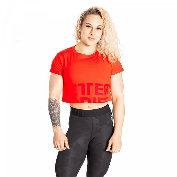 Better Bodies Astoria Cropped Tee - Sunset Red Detail 1