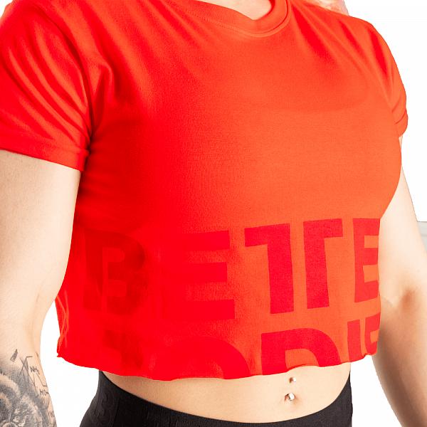 Better Bodies Astoria Cropped Tee - Sunset Red Detail 5
