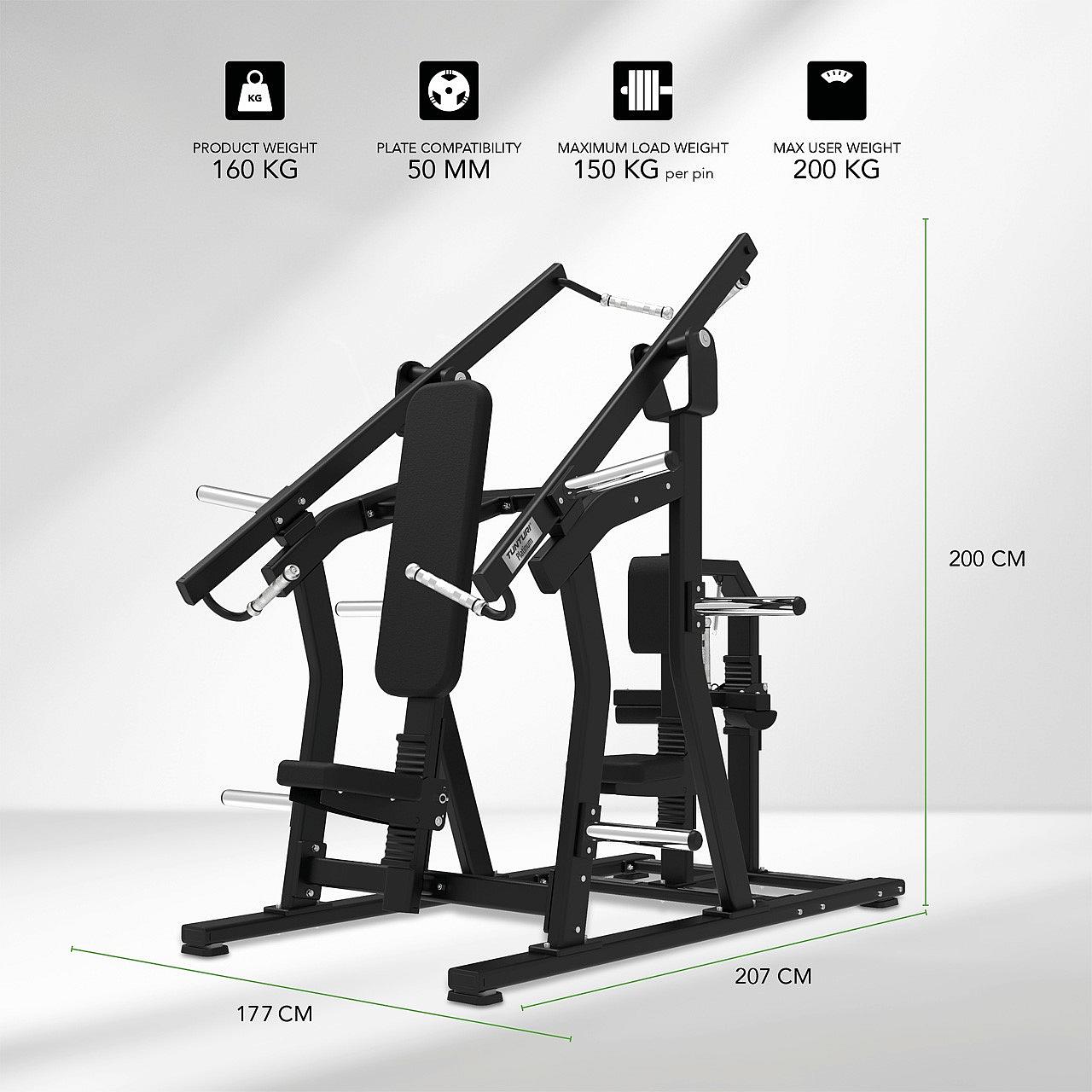 Tunturi Platinum Plate Loaded Dual Chest Press & Lat Pulldown Latzug Detail 4