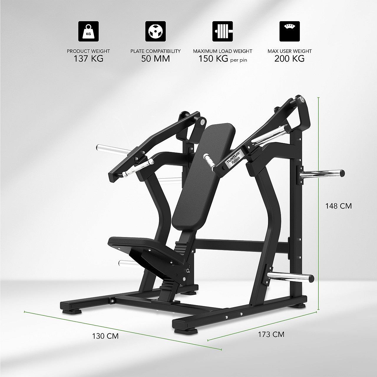 Tunturi Platinum Plate Loaded Incline Chest Press Bankdrückmaschine Detail 4
