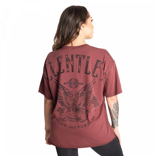 Better Bodies Relentless Oversized Tee - Washed Maroon Detail 1