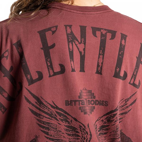 Better Bodies Relentless Oversized Tee - Washed Maroon Detail 5