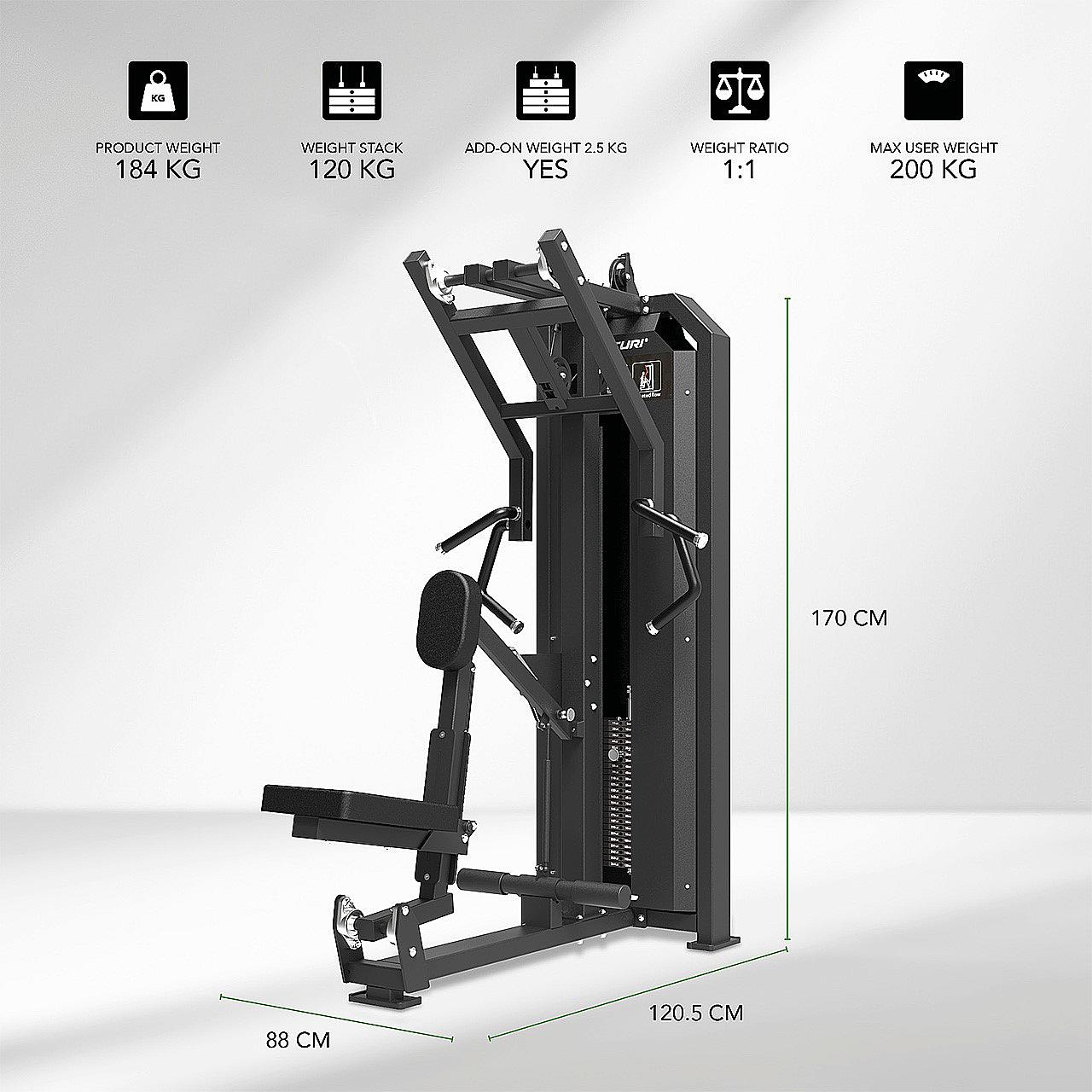 Tunturi Platinum Seated Row/Rudermaschine Kraftstation mit Gewichtsstapel Detail 5
