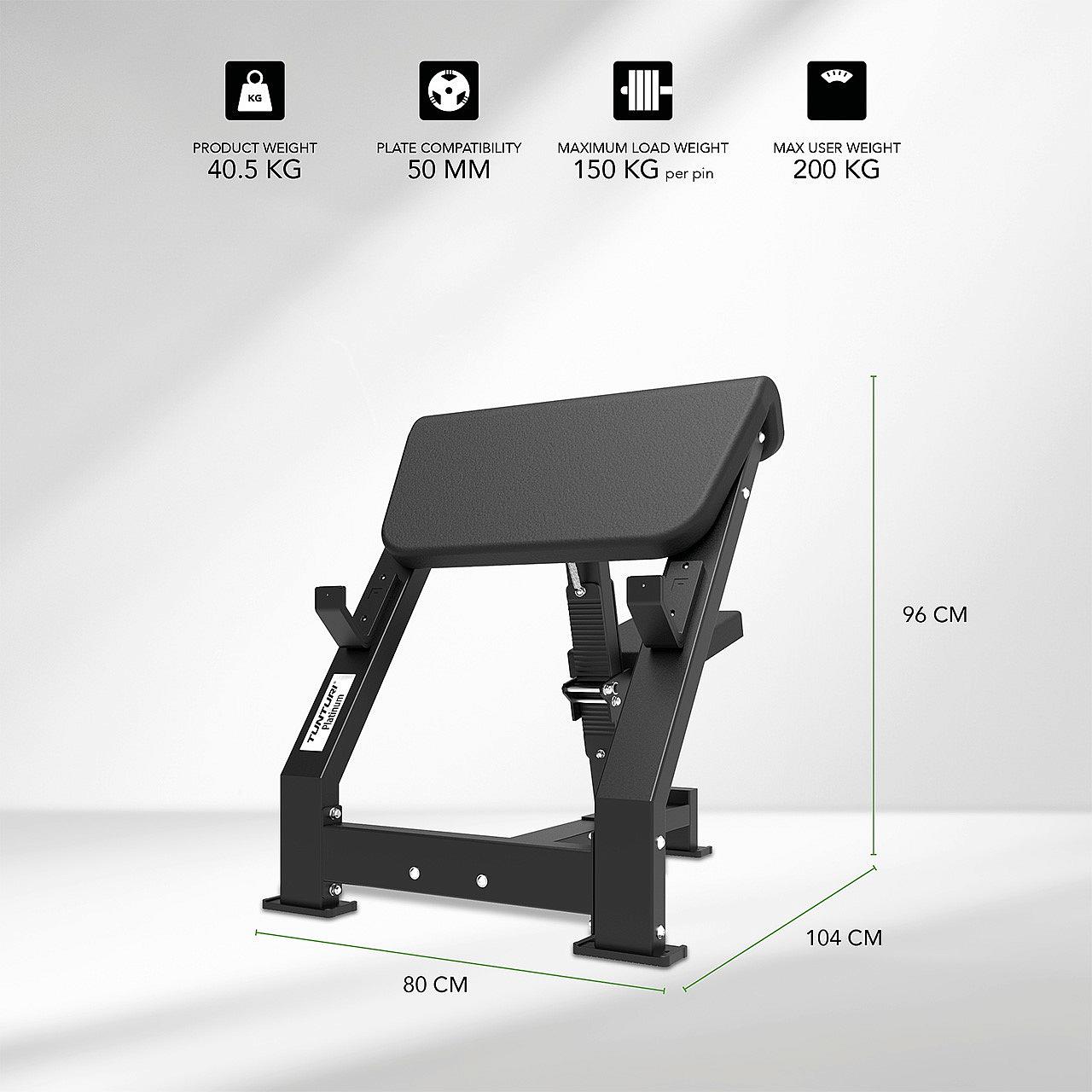 Tunturi Platinum Plate Loaded Preacher Curl Detail 4
